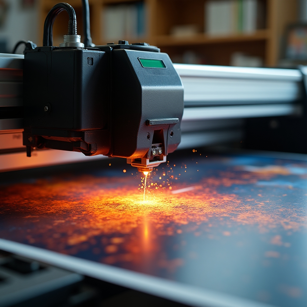 Широкоформатный принтер в работе