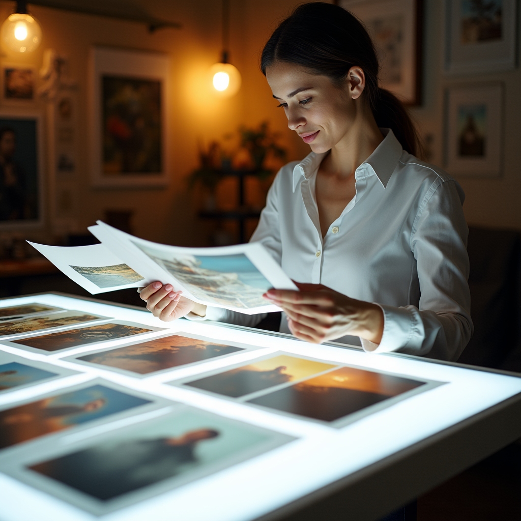 Образцы фотобумаги разных типов для постеров